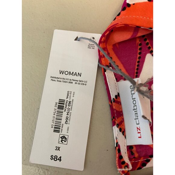NWT Liz Claiborne Kimono Dress Short Sleeve Orange Red Floral 3X - Picture 5 of 11